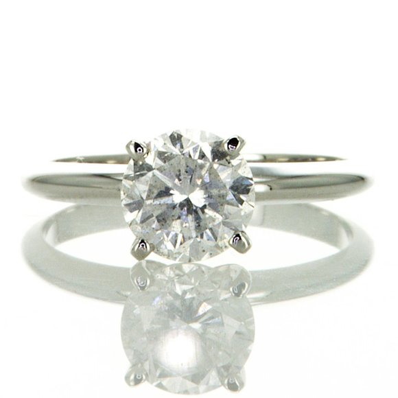 1.5 Carat Round Diamond Solitaire Engagement Ring 14K White Gold D/SI2 Size 6 - Picture 1 of 8